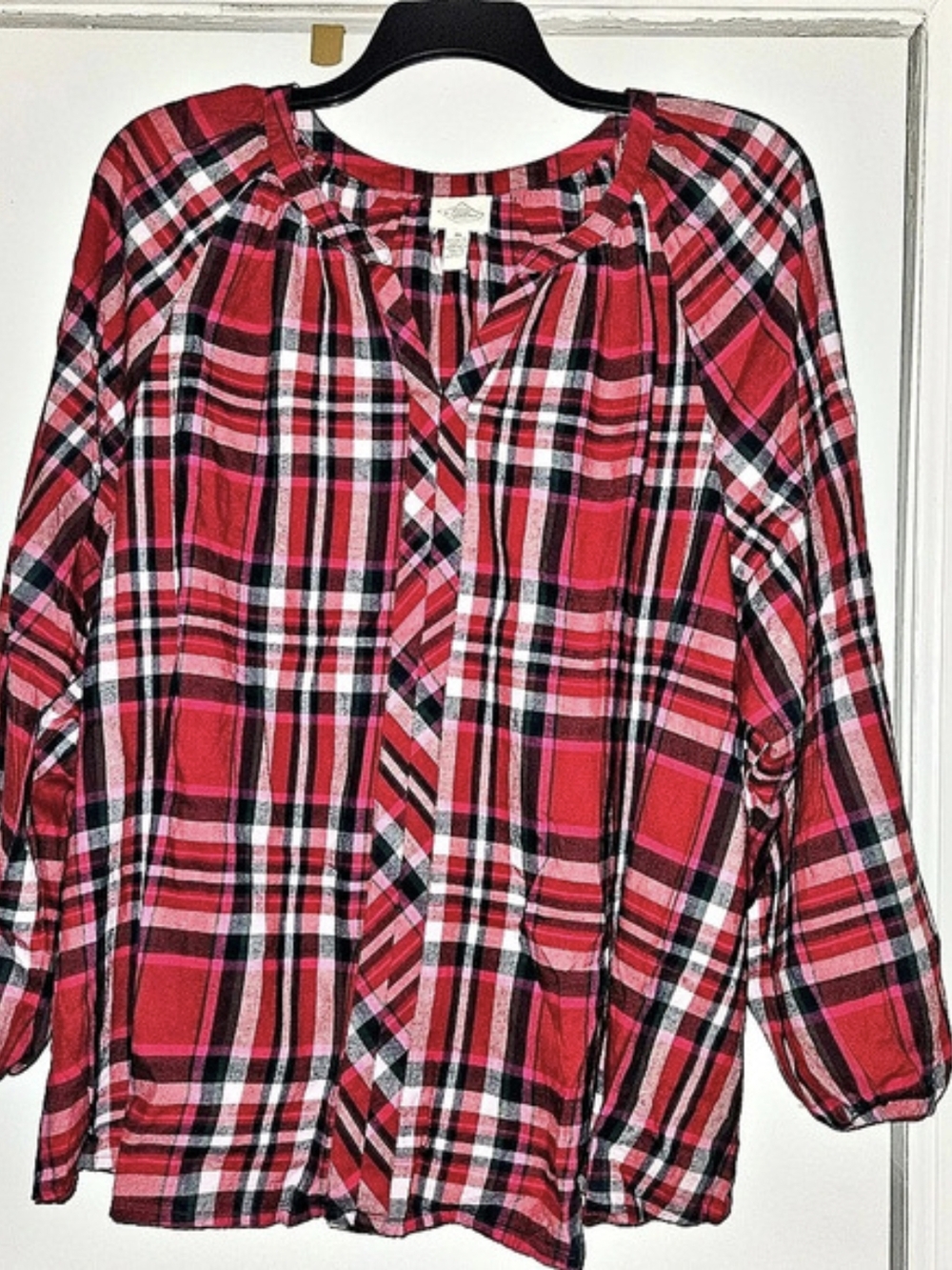 St. John's Bay Plaid Blouse 2X